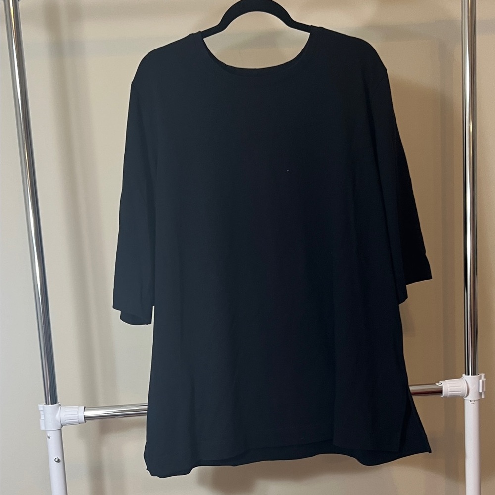 Elegant Black Three Quarter Sleeve Sleeve Women's Top